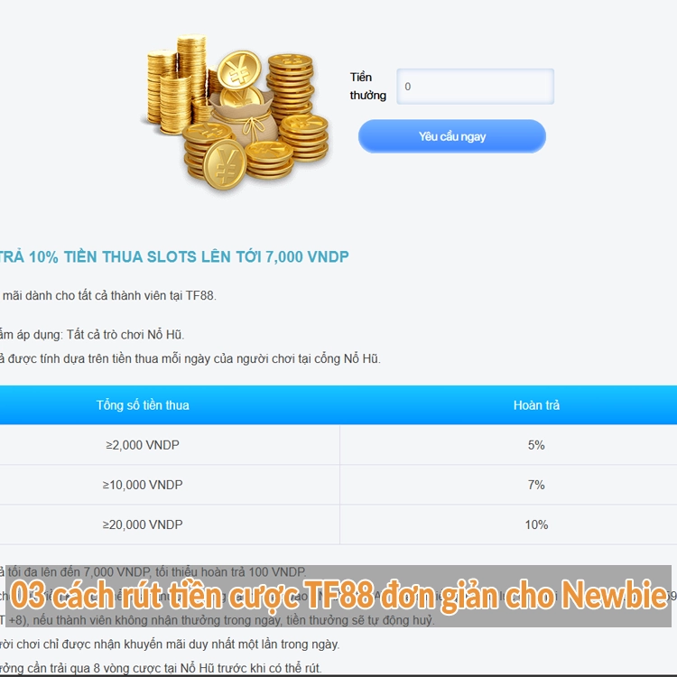 03 cách rút tiền cược TF88 đơn giản cho Newbie