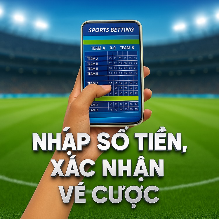 Nhập số tiền, xác nhận vé cược